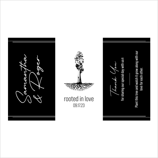 Rooted In Love Sapling Wedding Favor black and white