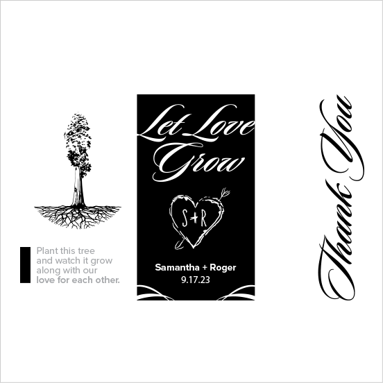 Let Love Grow Sapling Wedding Favor black