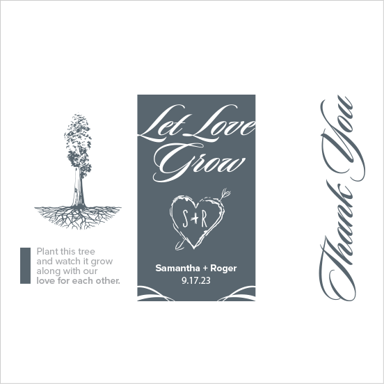 Let Love Grow Sapling Wedding Favor grey