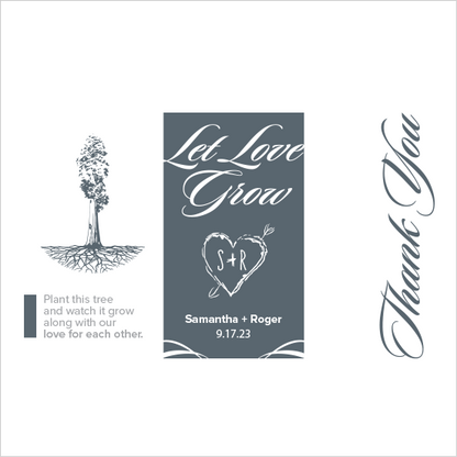 Let Love Grow Sapling Wedding Favor grey