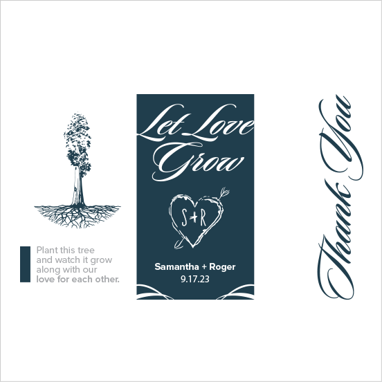 Let Love Grow Sapling Wedding Favor navy blue