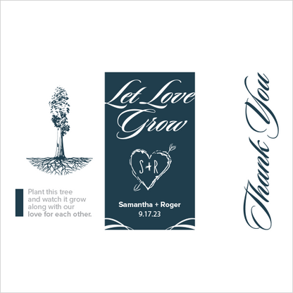 Let Love Grow Sapling Wedding Favor navy blue