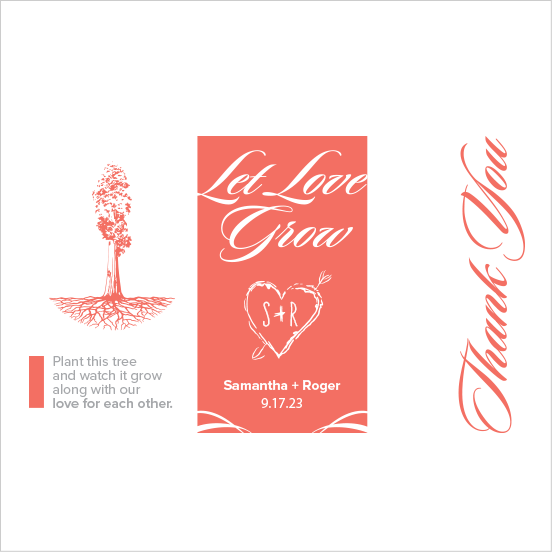 Let Love Grow Sapling Wedding Favor peach