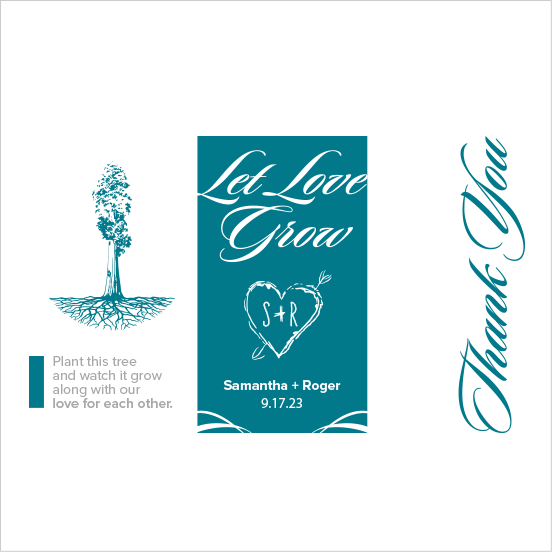 Let Love Grow Sapling Wedding Favor turquois
