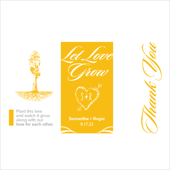 Let Love Grow Sapling Wedding Favor yellow