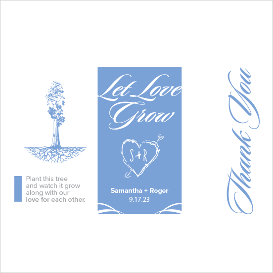Let Love Grow Sapling Wedding Favor blue