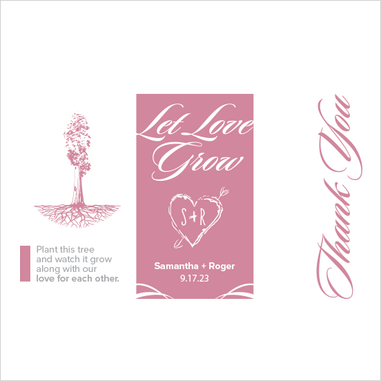 Let Love Grow Sapling Wedding Favor bright pink
