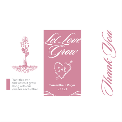 Let Love Grow Sapling Wedding Favor bright pink