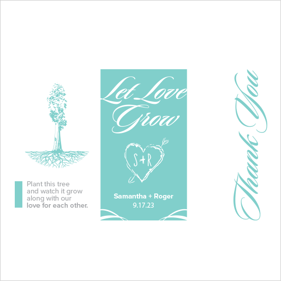 Let Love Grow Sapling Wedding Favor light blue