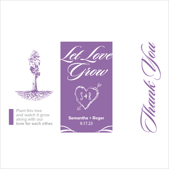 Let Love Grow Sapling Wedding Favor purple